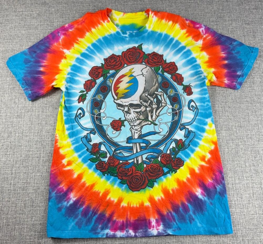 Liquid Blue Grateful Dead T Shirt Mens M Tie Dye Bertha Skull Roses Steal Face